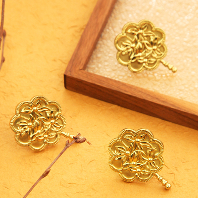 zpk创意法式复古扇子黄铜拉手橱柜衣柜儿童房斗柜金色轻奢小把手