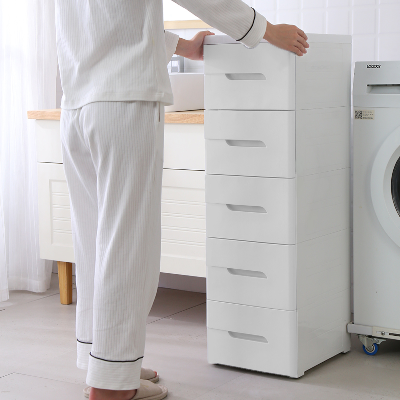 厨房夹缝抽屉式塑料储物柜置物A架落地多层加厚加深缝隙卧室收纳