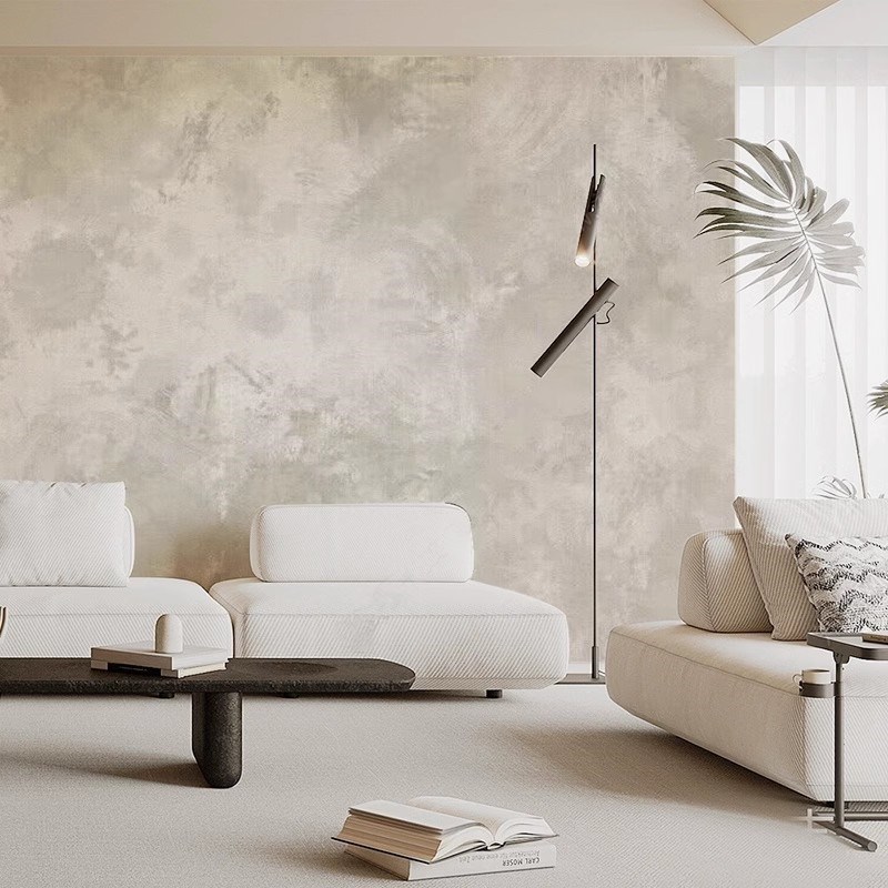法式斑驳素色壁纸客厅卧室民w宿背景墙仿艺术漆纹理墙布暖色调壁
