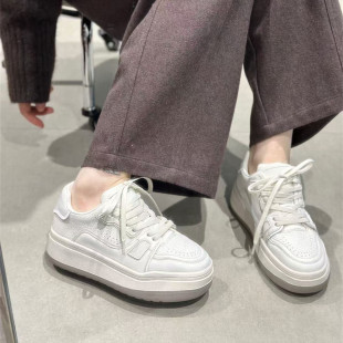 顽刻之徒女鞋2026春季新款奶fufu小白鞋复古做旧擦色厚底休闲板鞋