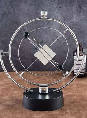 H007银色方块旋转永动仪模型 电动摇摆器kinetic art science kit