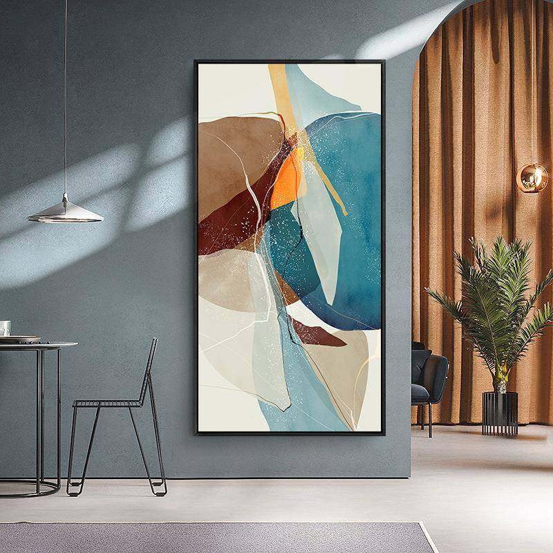 凝固的色块现代抽象玄关装饰画简约客厅走廊过道挂画竖版轻奢壁画