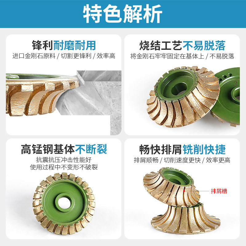 石材磨边机磨轮法国边花岗岩150/300金刚石烧结磨具1/4圆边金刚轮