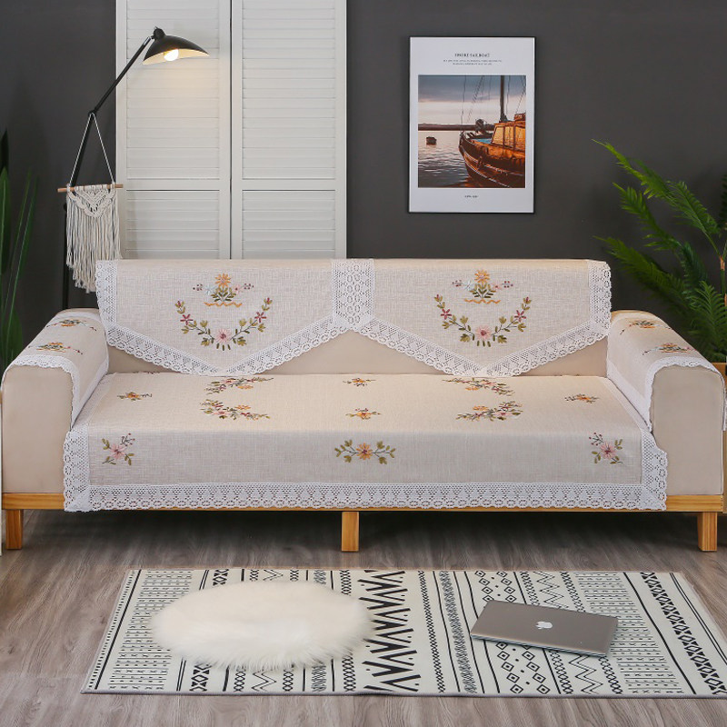 定制沙发靠背巾四季通用刺绣扶手盖布坐垫时尚V现代单人沙发垫