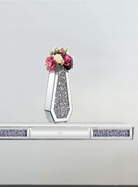 简约磨边洗镜玻璃银色亮钻玄关电视柜床头柜桌面家居装饰花瓶摆件
