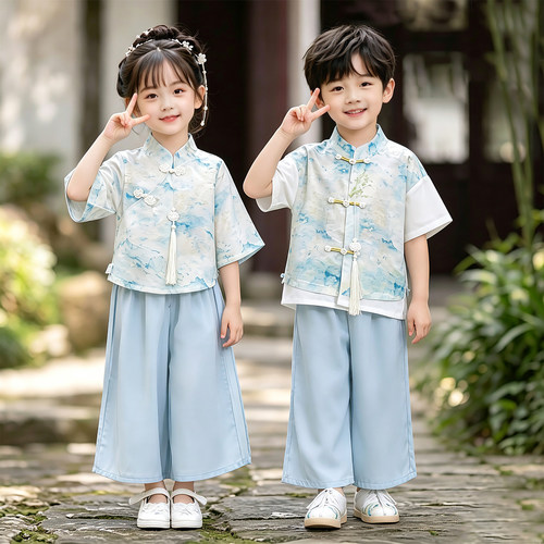 儿童汉服演出古风主持人唐装班服