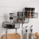 墙上免打孔杯子收纳挂架 铁艺阶梯式 欧润哲 厨房壁挂调料置物架