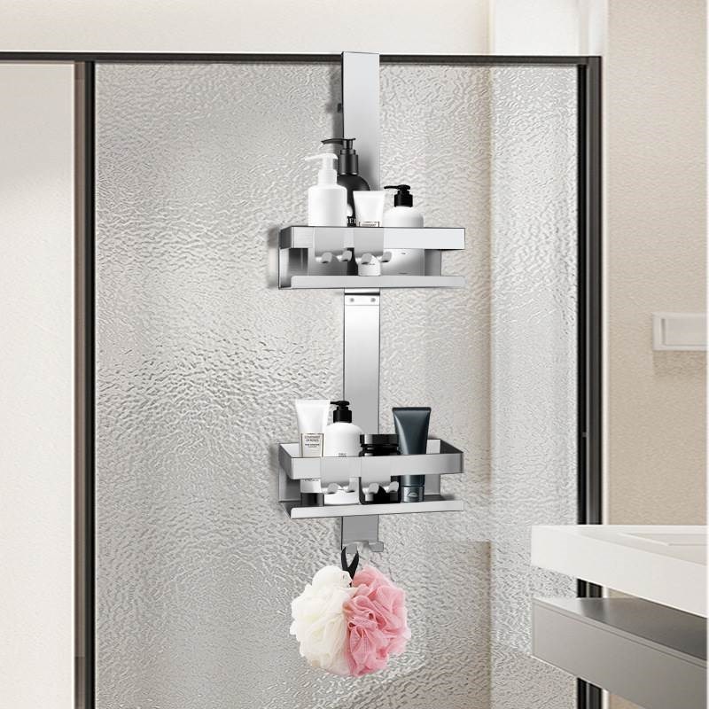 门后浴室置物架挂k架免打孔壁挂分层挂篮置物架化妆室用品收纳层