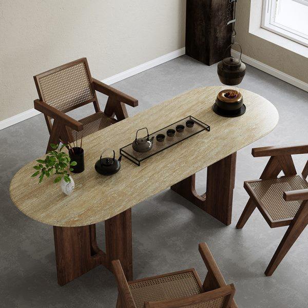 侘寂风洞石泡茶桌客厅家用阳台实木茶桌椅组合民宿接待大理石桌子,住宅家具,家用茶台/茶桌,淘宝优惠券,粉丝福利购,淘宝优惠卷