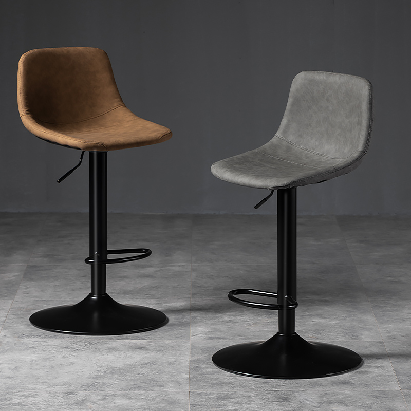 吧台椅升降时尚简约酒吧椅u现代家用高脚凳子轻奢靠背铁艺旋转椅