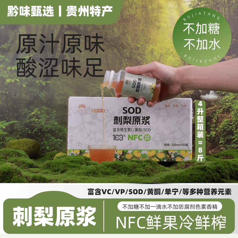 贵州特产绿芝莲刺梨原浆原汁200ml瓶装2025新鲜刺梨NFC鲜榨原液