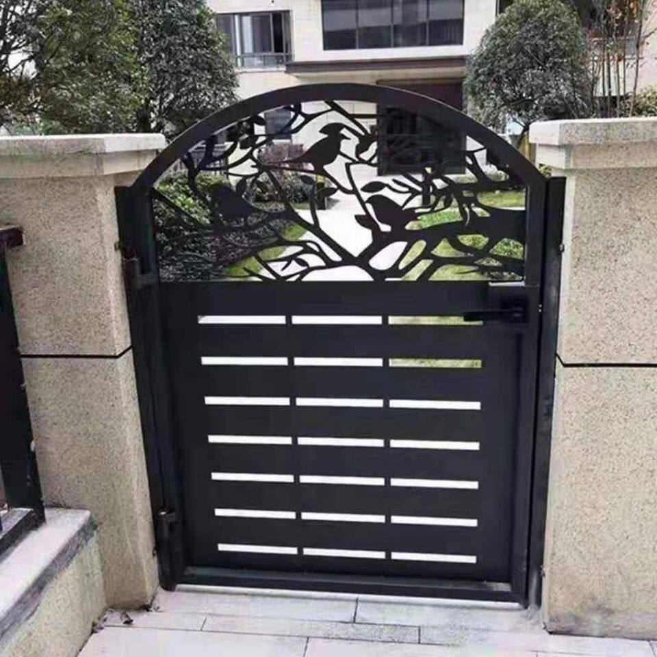 铁艺锌钢大门家用大门单双开门子母门4开门弧形镂空门订制