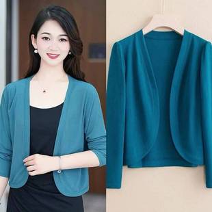 短款 旗袍外搭开衫 百搭坎肩上衣 长袖 冰丝披肩短外套女2024春夏新款