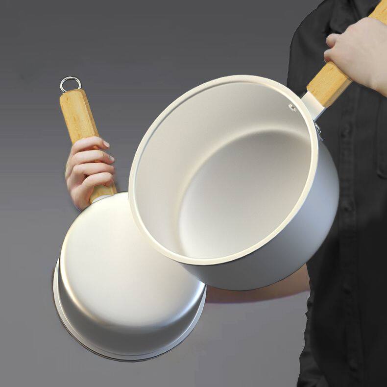 特厚木柄铝锅汤锅商用煮粥锅副食品锅泡面锅拉面锅家用纯铝平底煮