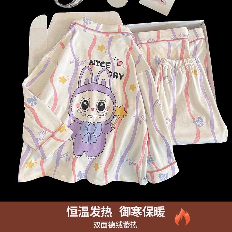 2025新款儿童德绒睡衣女童秋冬季珊瑚绒加厚女孩春秋款保暖家居服