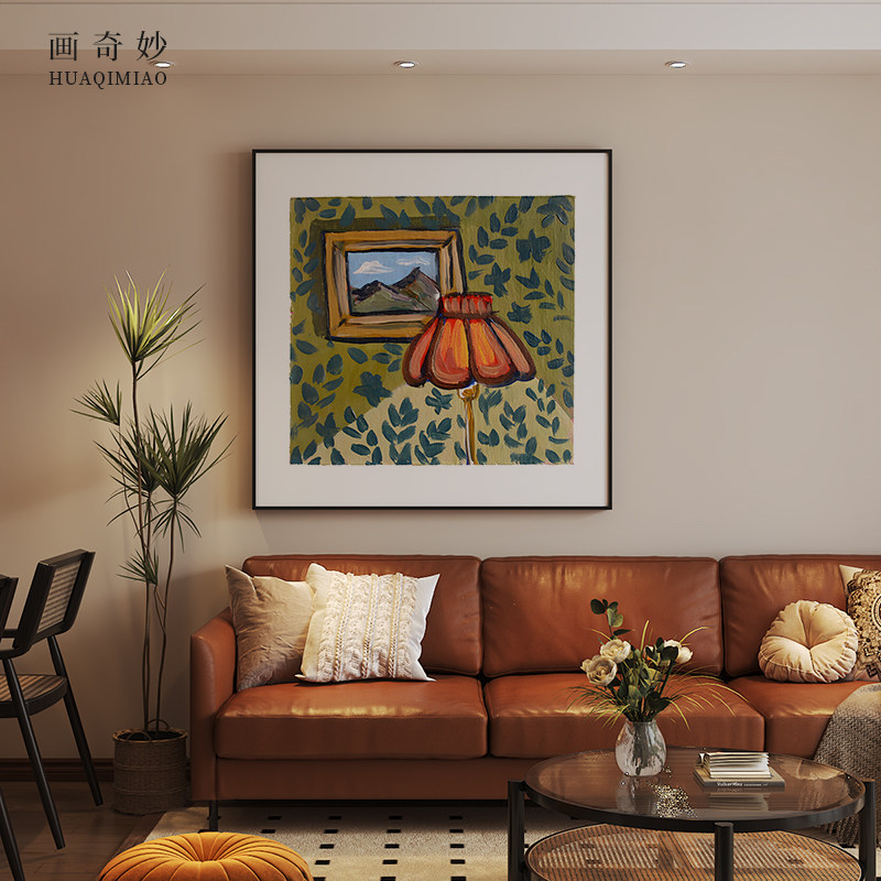 现代美式复古抽象酒店高档客厅玄关装饰画卧室背景墙壁画方型挂画