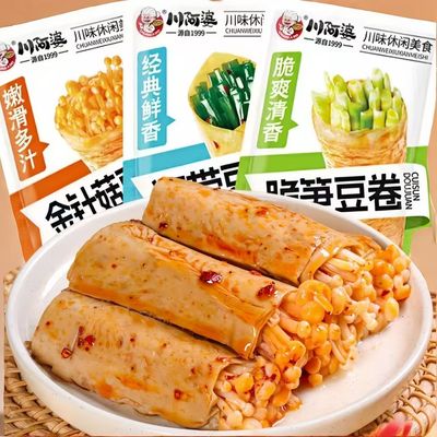 金针菇豆卷儿海带脆笋香辣夹心豆皮深夜饱腹解馋小零食