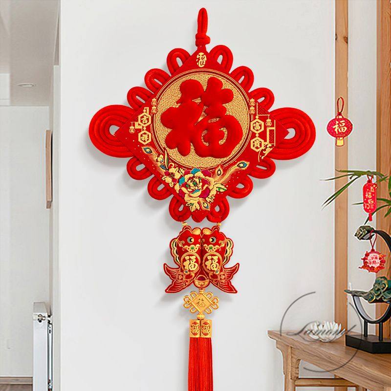 传统春节中国结福字挂件客厅对联玄关新房家壁挂装饰氛围场景布置
