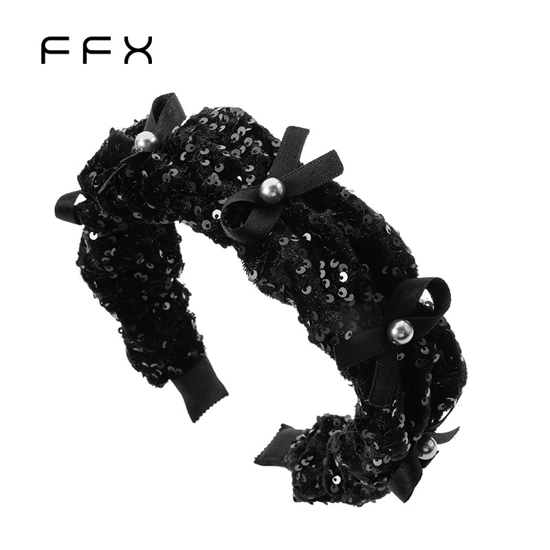 FFX【星耀】亮片丝绒高颅顶百搭网红发箍女优雅宽边头箍