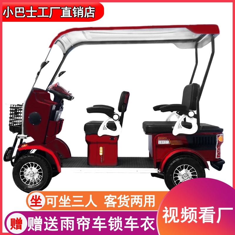 小巴士老人代步车接送孩子t家用四轮电动车助力车客货两用带棚观