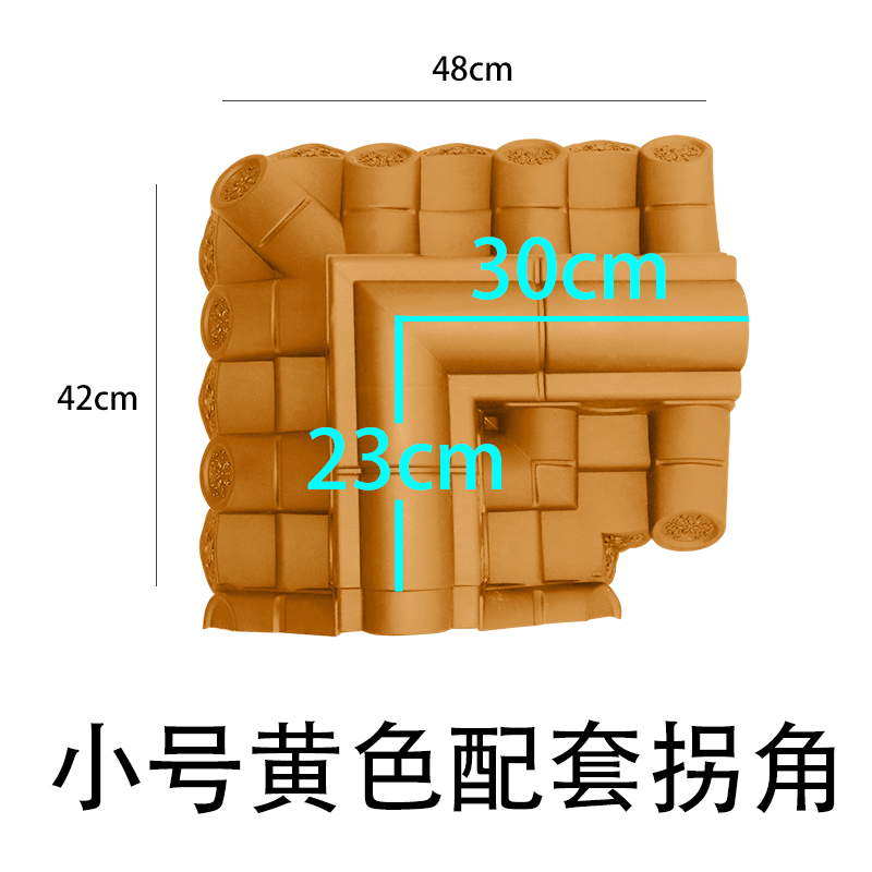 梦古24墙小号双面瓦一体围墙新中式院墙装饰塑料树X脂墙头仿古瓦