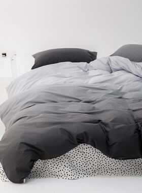 渐变色纯棉全棉被套单件简约男生黑色150*200*230cm双人被罩+枕套