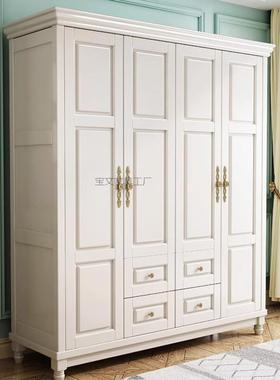 Bw1美式衣柜实木家用卧室3门4门5门法式复古白色柜