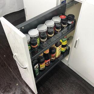 拉篮厨房橱柜200调味拉篮抽屉式150窄调料拉篮置物架拉蓝