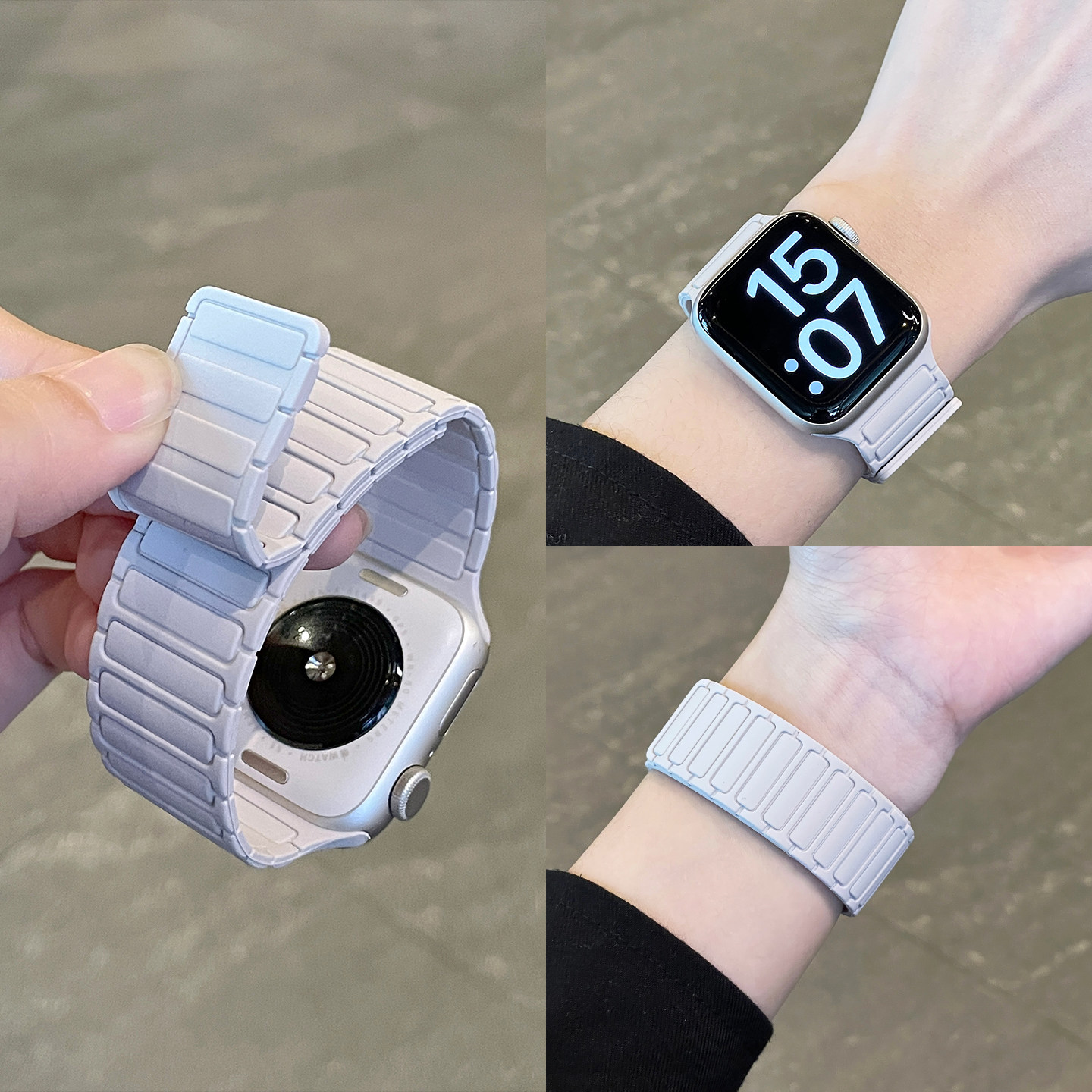 张婧仪同款适用苹果S11/12手表iwatch10表带applewatch9新款磁吸硅胶S8腕带Ultra3女SE3运动8男S7运动高级夏