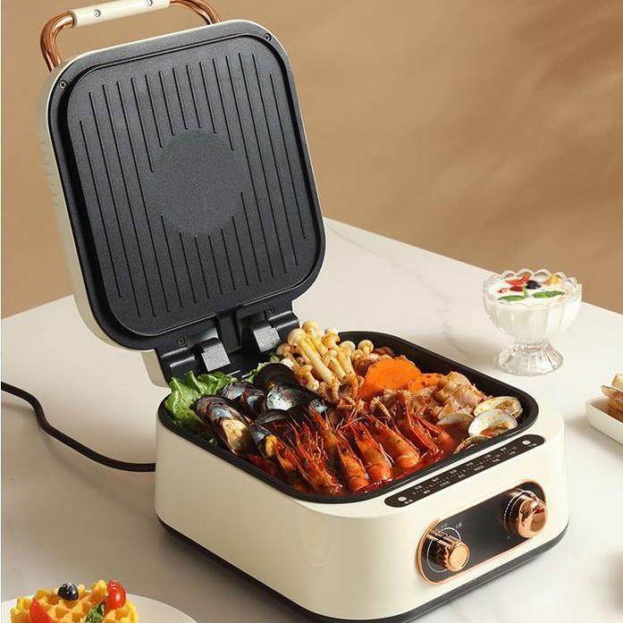 电火锅加深的家用电饼铛双面煎烤烙烤饼机可拆洗多功能网红料理锅