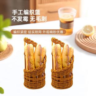 长法棍面包仿藤篮螺旋型法式面包篮长条面包手工编织篮定制加工