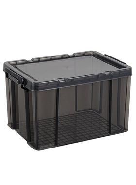 2F出口黑色透明塑料纯直角抗压加厚收纳盒家用衣柜衣服整理箱收纳