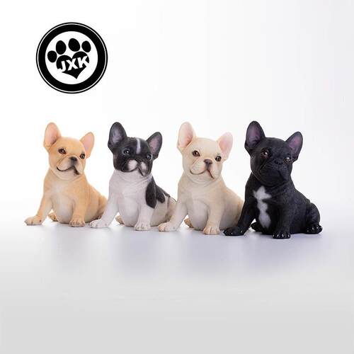 JXK法国斗牛犬仿真动物模型可爱狗狗法牛家居饰品汽车内小摆件
