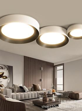 意式极简客厅灯现代简约护眼白色黑色创意圆形LED吸顶灯全屋套餐