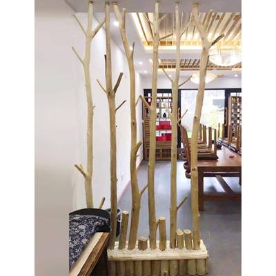 天然原木干树枝隔断套装客厅茶室幼儿园环创装饰树干造景民宿创意