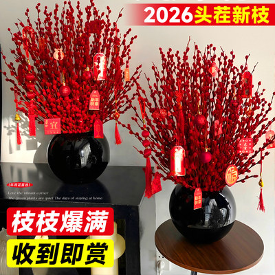银柳鲜枝耐寒年宵花红色真花干花枝室内客厅招财摆件水培装饰花束