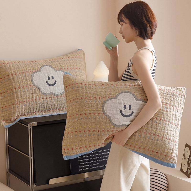 全棉枕巾纯棉一对装卡通猫咪柔软透气防头油四层纱布枕头垫巾家用,床上用品,枕巾,淘宝优惠券,粉丝福利购,淘宝优惠卷