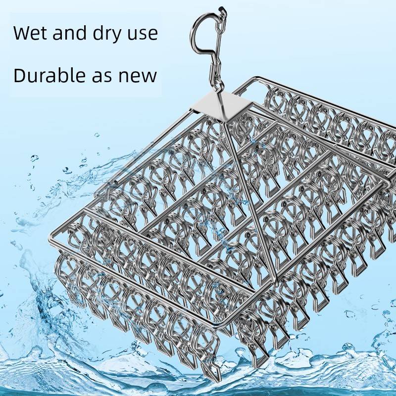 多功能不锈钢晾衣架多夹子袜架晒衣服架阳台晒袜架挂钩袜子挂衣物