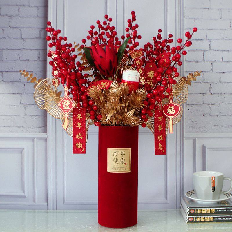 春节装饰品新年福桶元旦过年发财果红果客厅摆花年花新年送礼物,家居饰品,仿真花/假花,淘宝优惠券,粉丝福利购,淘宝优惠卷