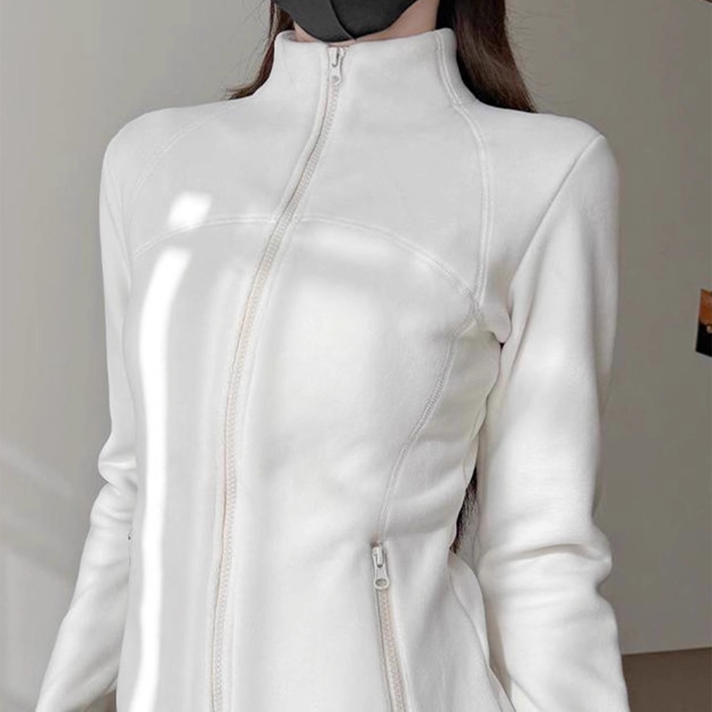 修身奥粒摇粒绒卫衣外套女春秋款2025秋冬季露露新款立领加绒内胆