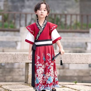 男童汉服夏季中国风儿童唐装2025新款男孩夏款古风新中式日常短袖