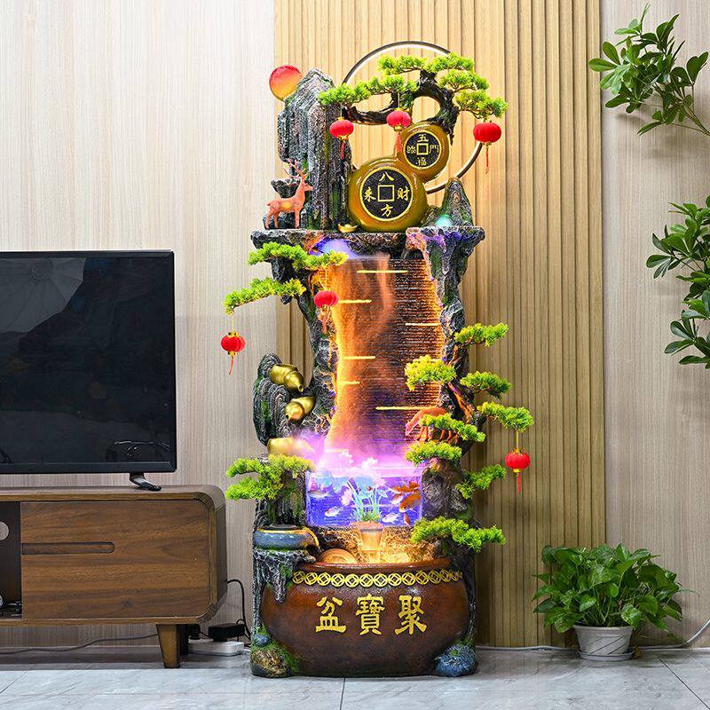 假山鱼缸流水摆件招财进宝循环水客厅玄关家居乔迁开业风水轮装饰