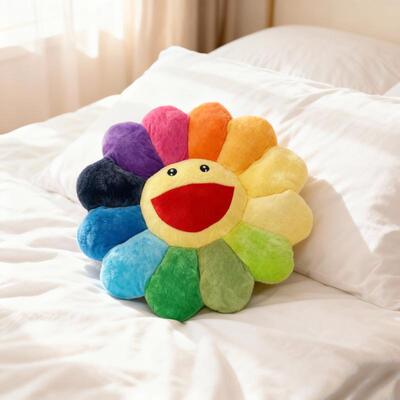 17 Smile Face Flower Plush Pillow Rainbow Chair