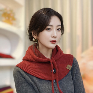 韩国巴拉克拉法帽子保暖毛线设计 情侣款纯色羊毛围脖披肩