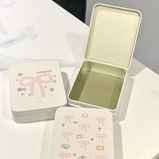 糖盒随身携带粉色糖果小铁盒ins风小盒子可爱翻盖桌面收纳盒手链