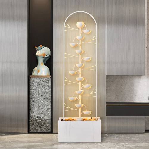 流水摆件循环水现代客厅电视柜旁边落地装饰布置乔迁新居开业礼品