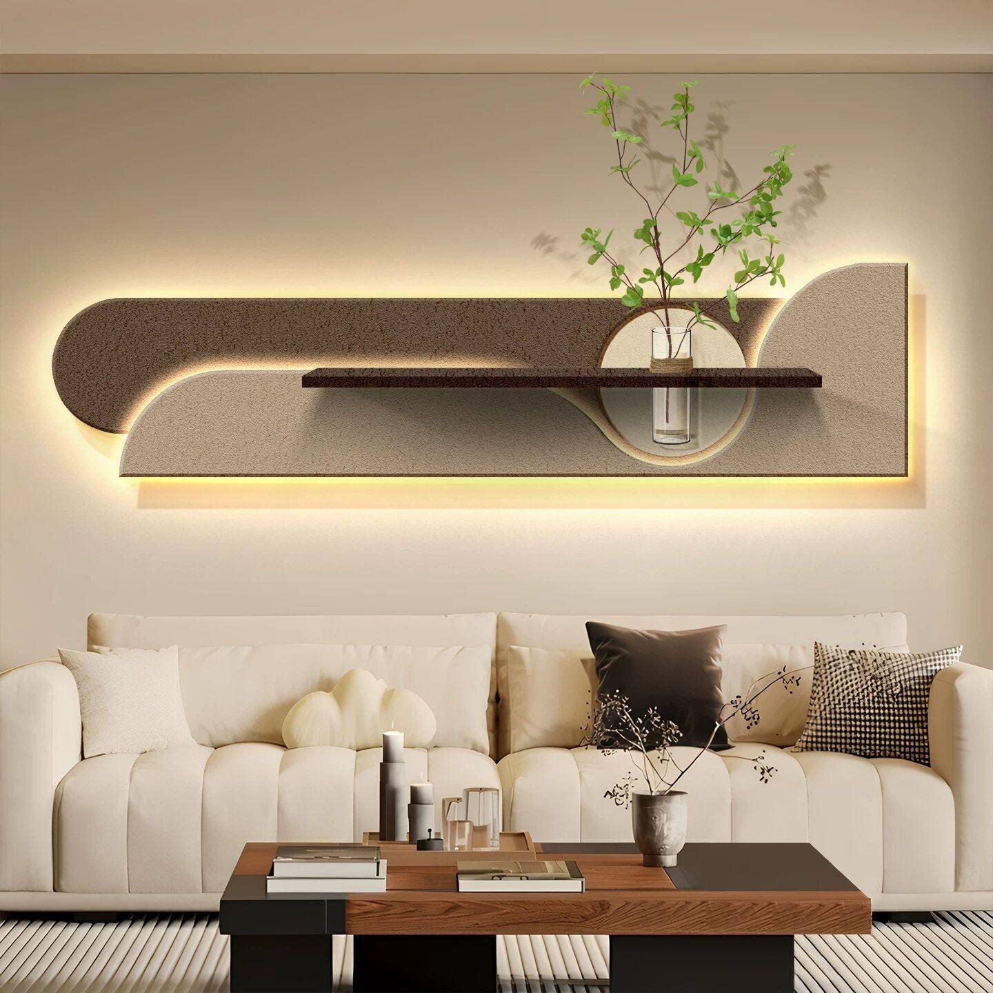 水培绿植客厅装饰画侘寂风沙发背景墙挂画立体砂岩高级感LED灯画,家居饰品,现代装饰画,淘宝优惠券,粉丝福利购,淘宝优惠卷