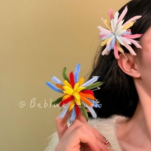 烟火发饰彩色烟花~新年扭扭棒烟花发夹女2025新款爆款头饰女发卡