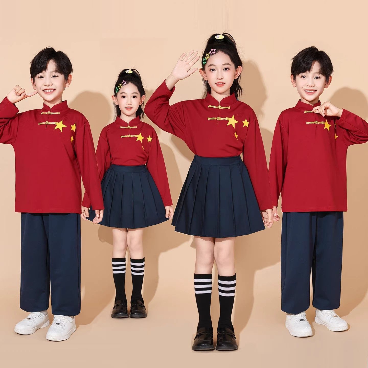 元旦节儿童服装小学生运动会开幕式团体班服大合唱爱国红歌演出服