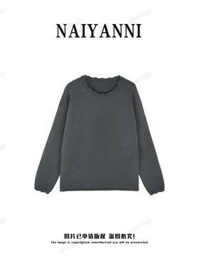 【木耳】2025简约韩系镂空花边纯色针织衫女百搭宽松显瘦上衣LY